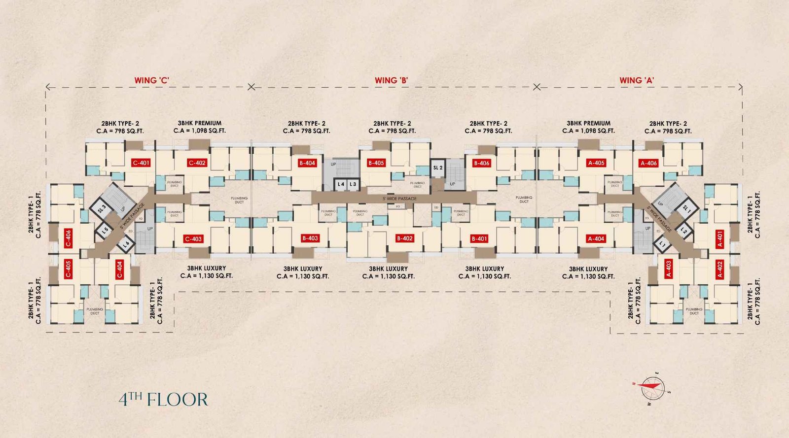 Atharva-Coco-Marina-4th-Typical-Floorplan