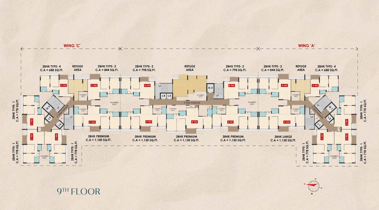 Atharva-Coco-Marina-9th-Typical-Floorplan